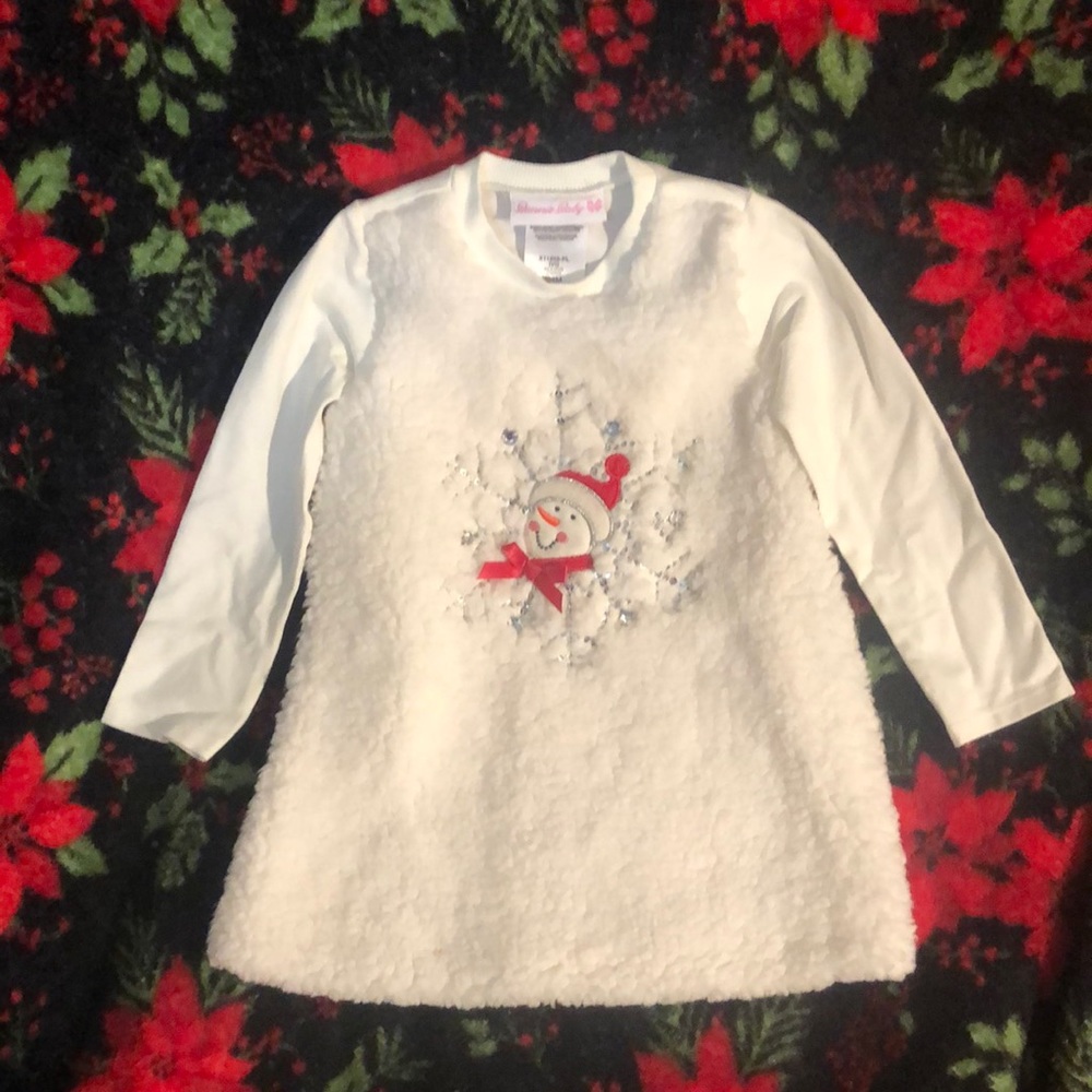 Bonnie Baby white girl's snowman shirt/dress size 24 months